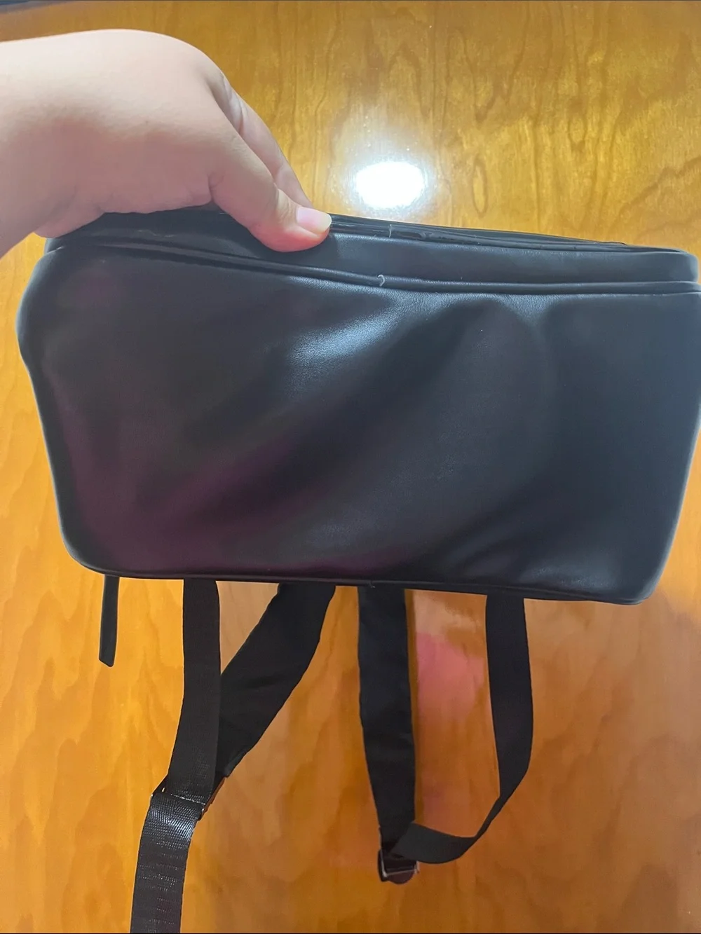 Versace Parfumes Black Patent Front Nylon Backpack